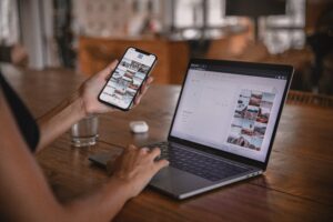 Developer tests mobile responsiveness of a website