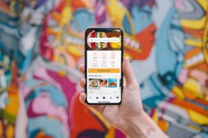 mobile app on colour background
